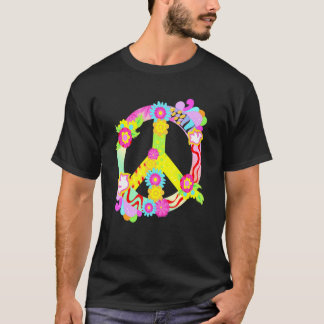 Tie Dye Peace teken Liefde Kleurrijke Tye Dye Hipp T-shirt