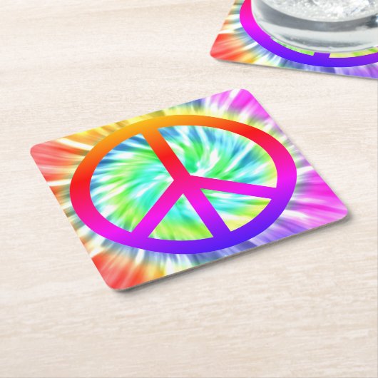 Tie Dye Peace Teken Pub Board Onderzetter (Schuin)