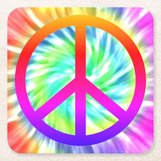 Tie Dye Peace Teken Pub Board Onderzetter (Voorkant)