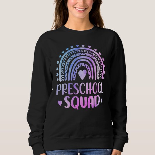 Tie Dye Peuterschool Squad Docent Regenboog Terug Trui (Voorkant)
