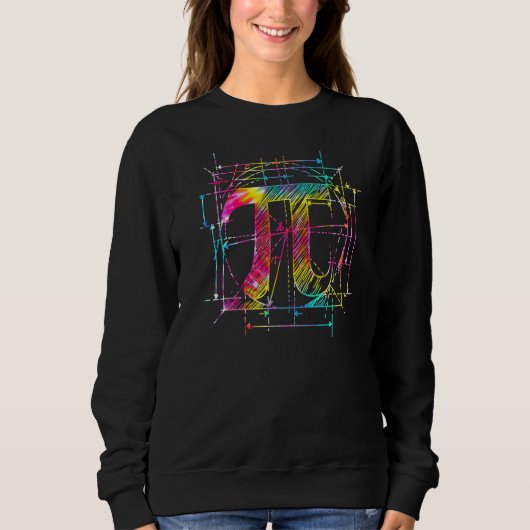 Tie Dye Pi Day Schets Grieks symbool Wiskunde lera Trui (Voorkant)