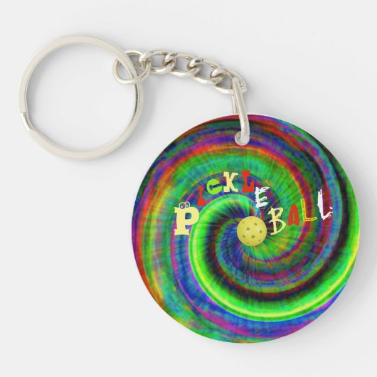 Tie Dye Pickleball Sleutelhanger (Voorkant)