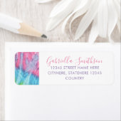Tie Dye Pink en Aqua Blue Return Address Etiket (Insitu)