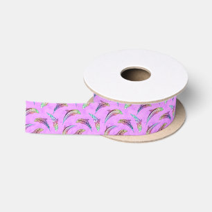 Tie Dye Pink Marine Animals Dolphins Marlins Satijnen Lint