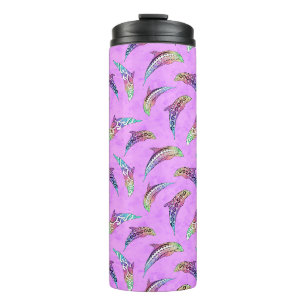 Tie Dye Pink Marine Animals Dolphins Marlins Thermosbeker