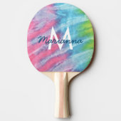 Tie Dye Pink Monogram Naam Retro Hippie Tafeltennisbatje (Achterkant)