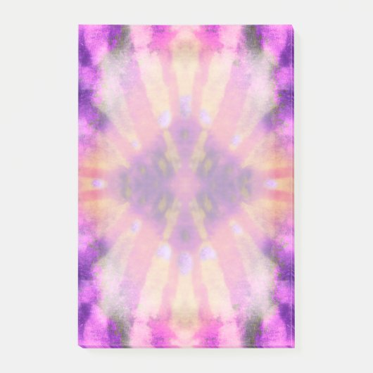 Tie Dye Pink Paarse Radiale Rays Spot Patroon Post-it® Notes (Voorkant)