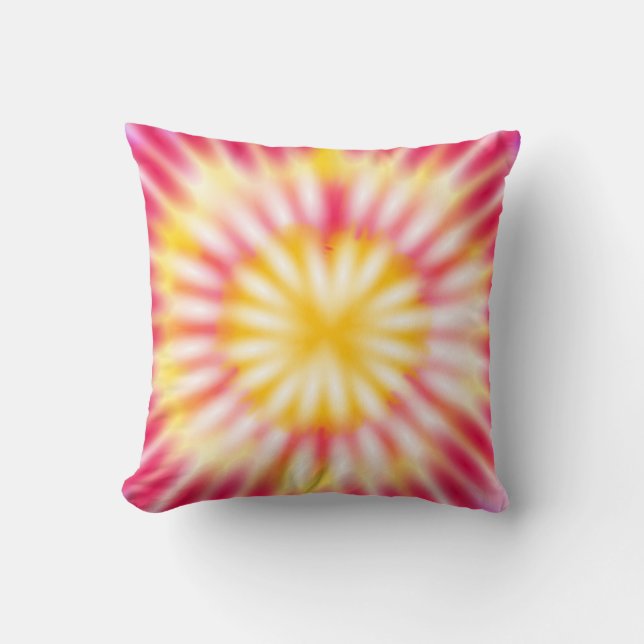 Tie Dye Pink Yellow White Kussen (Voorkant)