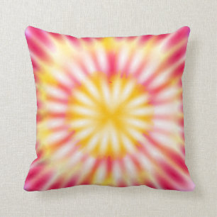 Tie Dye Pink Yellow White Kussen