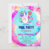 Tie dye pool verjaardagsuitnodiging bedankkaart (Voorkant)