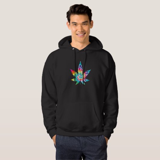 Tie Dye Pot Leaf Weed Hoodie (Voorkant volledig)