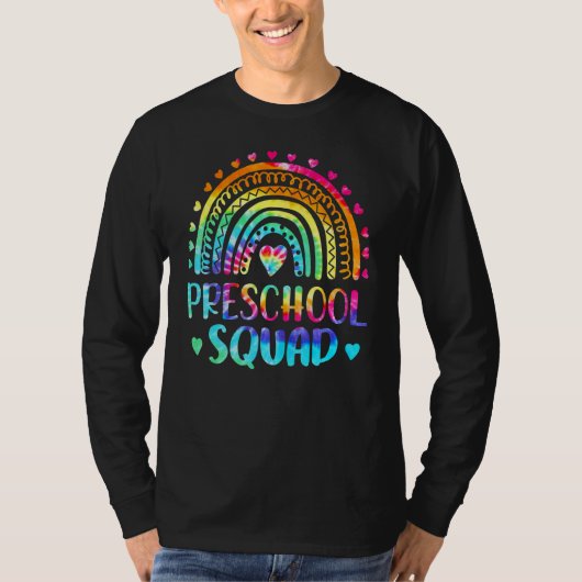 Tie Dye Preschool Squad Teacher  Rainbow Back To S T-shirt (Voorkant)
