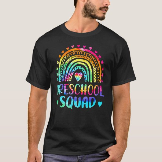 Tie Dye Preschool Squad Teacher  Rainbow Back To S T-shirt (Voorkant)