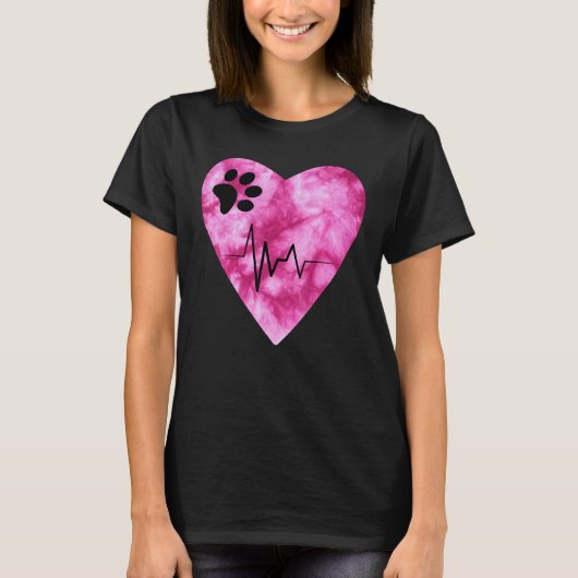 Tie Dye Print Pet Love Heartbeat Pulse T-shirt (Voorkant)