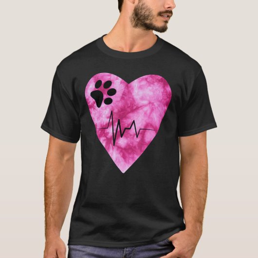 Tie Dye Print  Pet Love Heartbeat Pulse T-shirt (Voorkant)