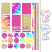 Tie Dye Psychedelic Gold Glitter Journal Planner Sticker (Voorkant)