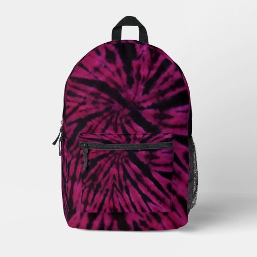 Tie-Dye Purple Pink Black Hippie Retro Pattern Bedrukte Rugzak (Voorkant)
