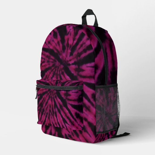 Tie-Dye Purple Pink Black Hippie Retro Pattern Bedrukte Rugzak (Achterkant Hoek Rechts)