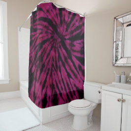 Tie-Dye Purple Pink Black Hippie Retro Pattern  Douchegordijn