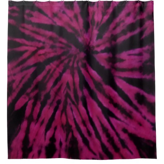 Tie-Dye Purple Pink Black Hippie Retro Pattern  Douchegordijn (Voorkant)