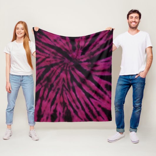 Tie-Dye Purple Pink Black Hippie Retro Pattern  Fleece Deken (In situ)