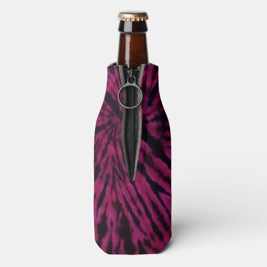 Tie-Dye Purple Pink Black Hippie Retro Pattern  Flesjeskoeler (Fles Achterkant)
