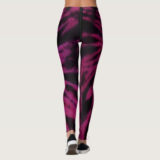 Tie-Dye Purple Pink Black Hippie Retro Pattern  Leggings (Achterkant)