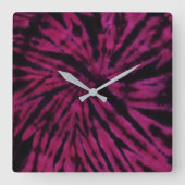 Tie-Dye Purple Pink Black Hippie Retro Pattern  Vierkante Klok (Voorkant)