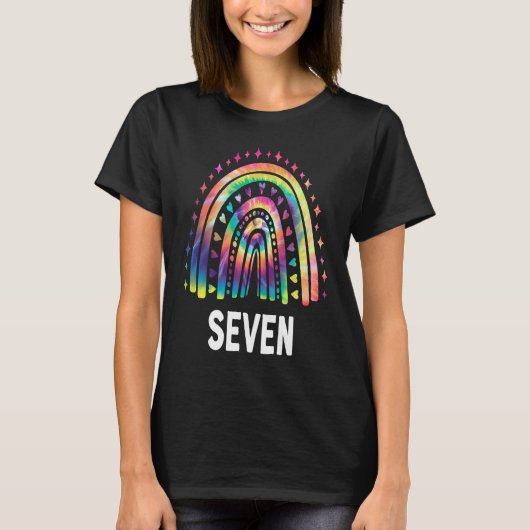 Tie Dye Rainbow 7 jaar oud 7 dag 7e verjaardag T-shirt (Voorkant)
