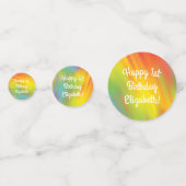 Tie Dye Rainbow Birthday Party Confetti (Achterkanten)