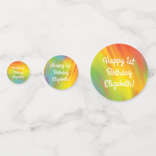 Tie Dye Rainbow Birthday Party Confetti (Achterkanten)