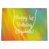 Tie Dye Rainbow Birthday Party Groot Cadeauzakje (Voorkant)