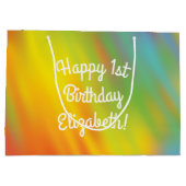 Tie Dye Rainbow Birthday Party Groot Cadeauzakje (Achterkant)