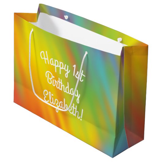 Tie Dye Rainbow Birthday Party Groot Cadeauzakje (Voorkant Gekanteld)