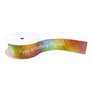 Tie Dye Rainbow Birthday Party Kinder Cute Satijnen Lint