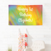 Tie Dye Rainbow Birthday Party Kinder Cute Spandoek (Insitu)