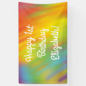 Tie Dye Rainbow Birthday Party Kinder Cute Spandoek (Verticaal)