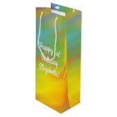 Tie Dye Rainbow Birthday Party Wijn Cadeautas (Voorkant Gekanteld)