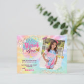 Tie Dye Rainbow Foto bedankt voor je kaart (Staand voorkant)