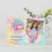 Tie Dye Rainbow Foto bedankt voor je kaart (Staand voorkant)