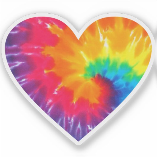 Tie Dye Rainbow Heart vinyl sticker (Voorkant)