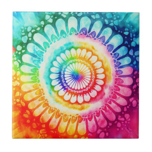 Tie Dye Rainbow Kleuren Retro Hippie Groovy Tegeltje