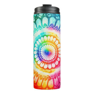 Tie Dye Rainbow Kleuren Retro Hippie Groovy Thermosbeker