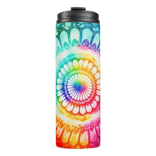 Tie Dye Rainbow Kleuren Retro Hippie Groovy Thermosbeker (Voorkant)