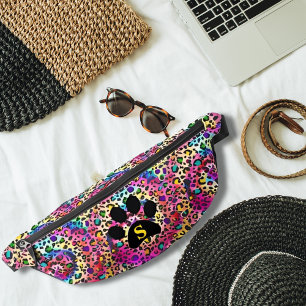 Tie Dye Rainbow Leopard Print Zwart Pauw Cool Tien Heuptasje