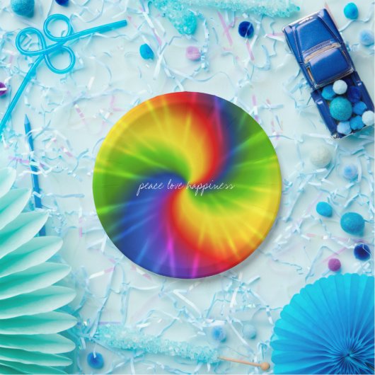 Tie Dye Rainbow Papieren Bordje (Feest)