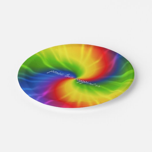 Tie Dye Rainbow Papieren Bordje (Gekanteld)