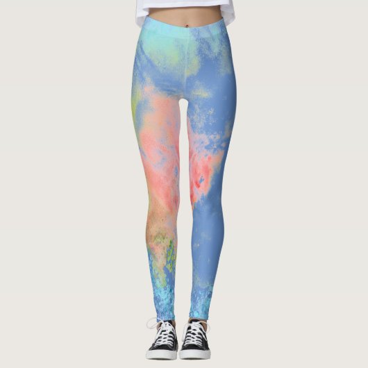 Tie Dye Rainbow Pastel Kleur Leggings (Voorkant)