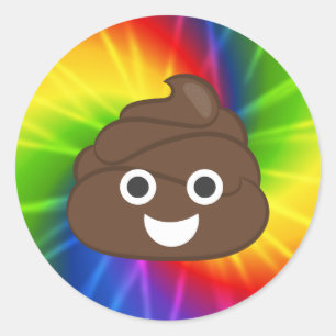 Tie Dye Rainbow Poo Emoji-Stickers Ronde Sticker
