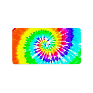 Tie Dye Rainbow Swirl Neon Rainbow Colors Patroon Etiket